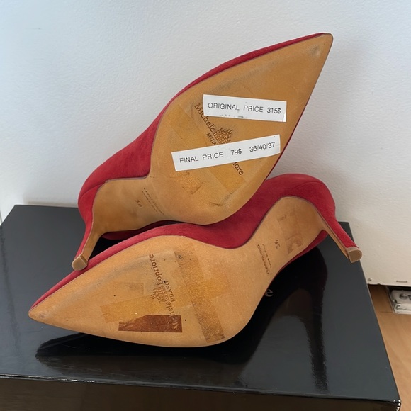 Red suede pumps Michele Lopriore - Picture 5 of 7